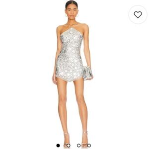 Silver Lovers and Friends Embellished Mini Dress
